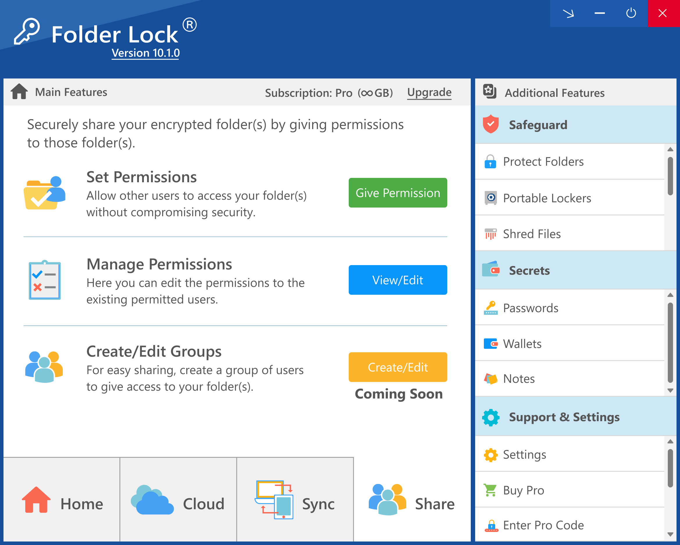 Folder Lock version 10.1 permission controls