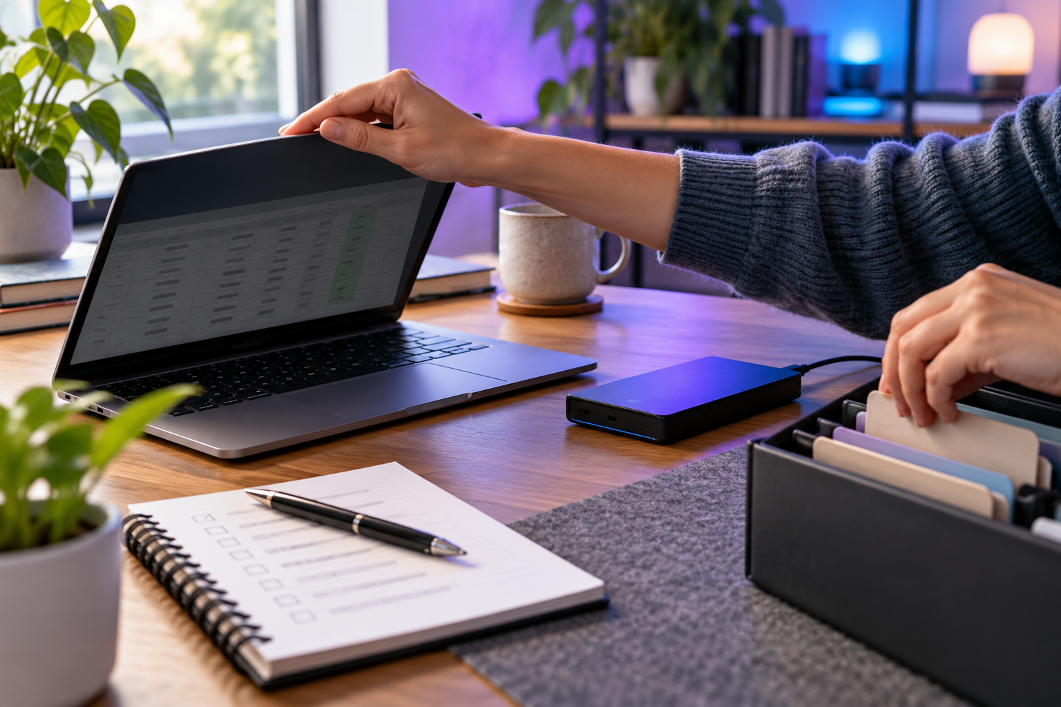 Hands planning a secure migration away from a password spreadsheet
